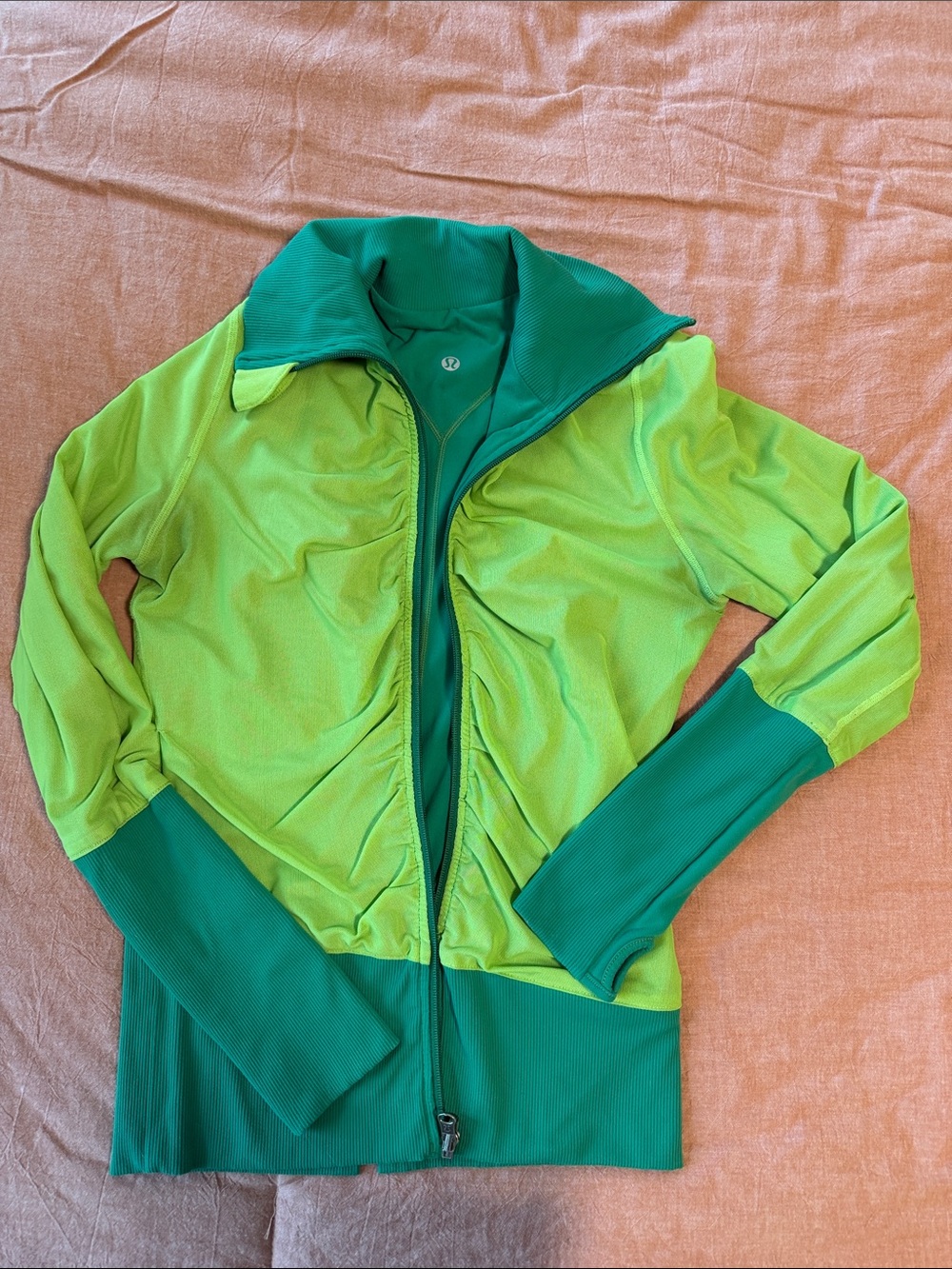 lululemon athletica Two-Tone Green Zip-Up Utility Jacket